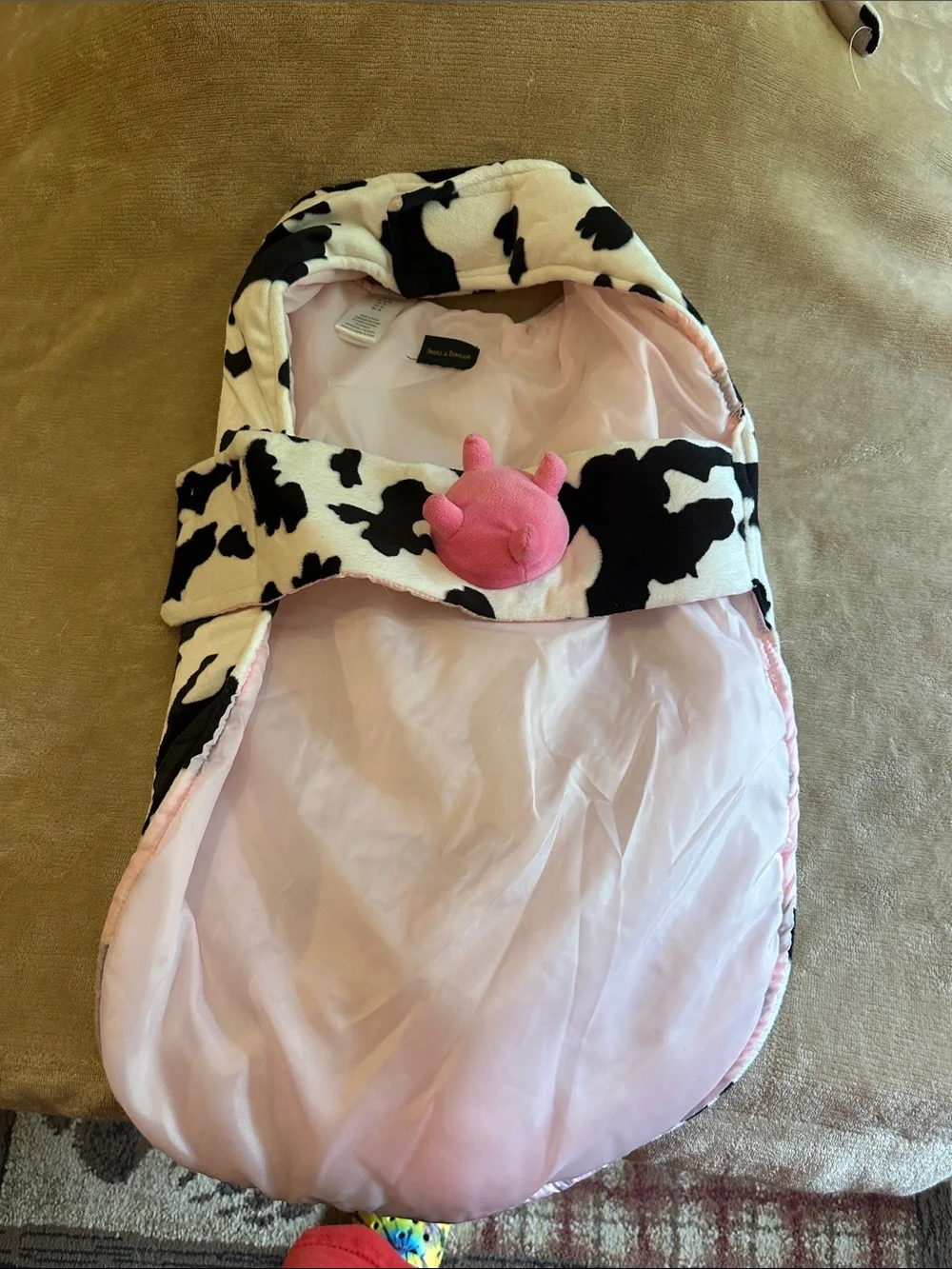Cow Print Hooded Dog Costume with Pink Lining